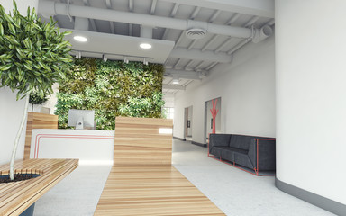 Modern Office Lobby With Fytowall