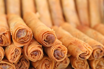 Fried spring rolls in the market