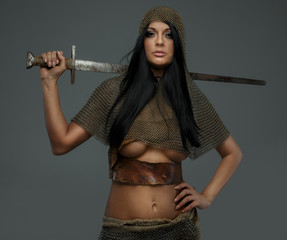 Beautiful female in ancient armor