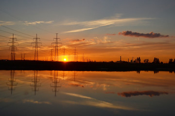 Fototapeta premium Sunset on the lake.