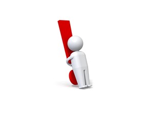 3d human with a red exclamation mark