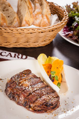 Grilled beef steak with seasoning