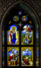 vitrage window icon in Pena Palace, Sintra, Portugal.