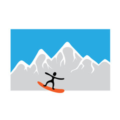 Fototapeta premium freeride, snowboarder and snowy mountain , vector illustration