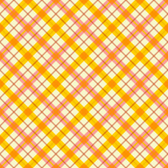 Plaid fabric background with yellow and orange lines. Abstract s