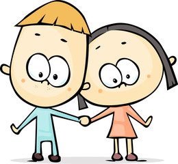 cute man and woman illustration - isolated on white background