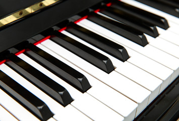 close-up of piano keys. close frontal view.