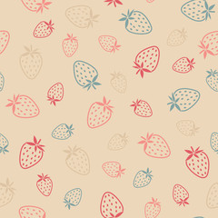 Seamless pattern with Strawberries, summer harvest background. A