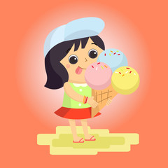 girl ice cream Mascot cartoon great for any use. Vector EPS10.
