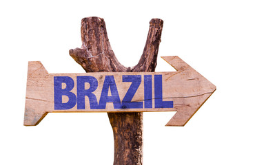 Brazil wooden sign isolated on white background