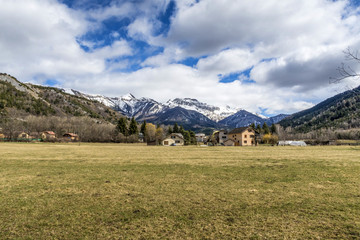Fototapeta na wymiar Landscape with houses at Seigne des Alps
