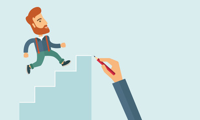 Hand drawn a man climbing