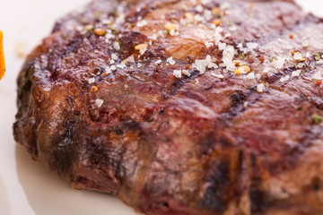 Grilled beef steak with seasoning