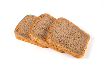 Slices of bread isolated on white background