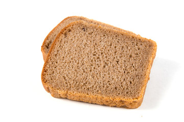 Slices of bread isolated on white background