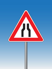 Road narrows sign