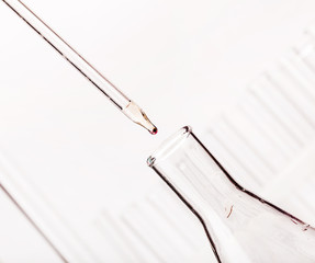 chemical dropper with a drop of closeup