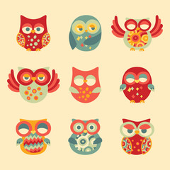 Vintage Decor Owl Set