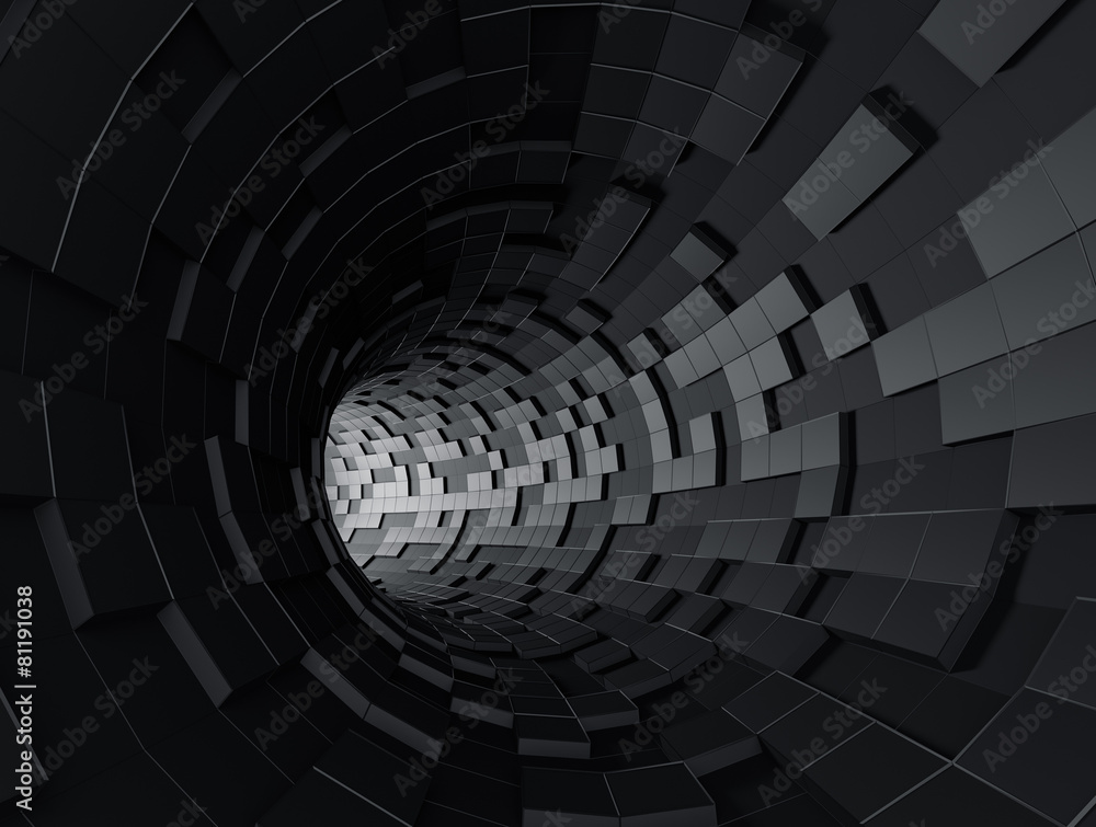 Poster abstract 3d rendering of futuristic tunnel.