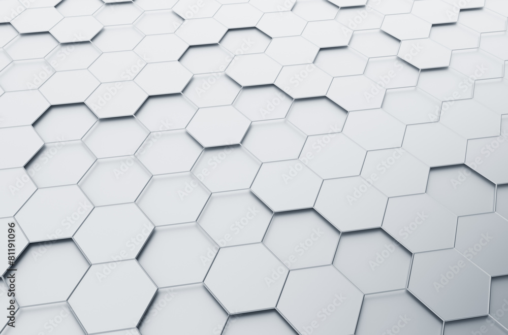 Poster abstract 3d rendering of futuristic surface with hexagons.