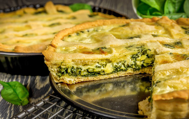 Homemade spinach quiche