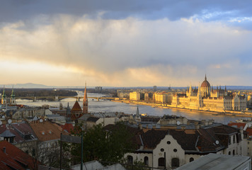 Budapest panorama at sundown