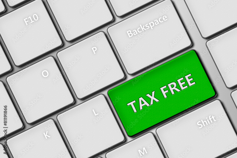 Poster computer keyboard with tax free button
