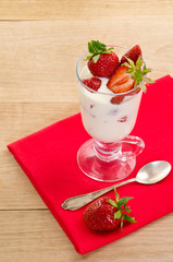 dessert with ripe strawberry