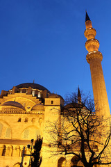 Suleymaniye Mosque night view, the largest in the city, Istanbul