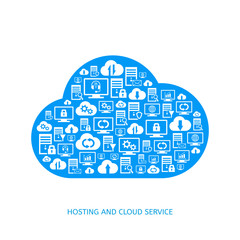 Hosting, network and cloud service icons
