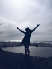 happy female at the beach