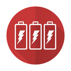 Fototapeta premium battery red flat icon power sign