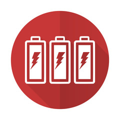 Fototapeta premium battery red flat icon power sign