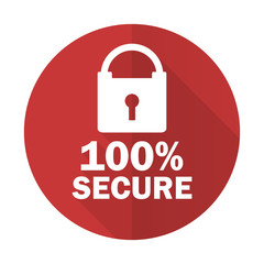 secure red flat icon