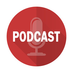 podcast red flat icon