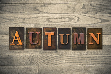 Naklejka premium Autumn Wooden Letterpress Theme