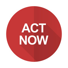 act now red flat icon