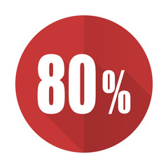 80 percent red flat icon sale sign