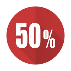 50 percent red flat icon sale sign