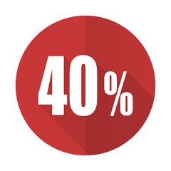40 percent red flat icon sale sign