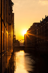Sonnenuntergang in der Speicherstadt
