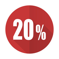 20 percent red flat icon sale sign