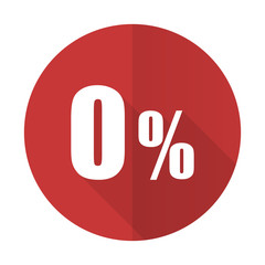0 percent red flat icon sale sign