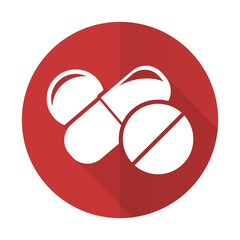 medicine red flat icon drugs symbol pills sign