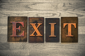 Naklejka premium Exit Wooden Letterpress Theme