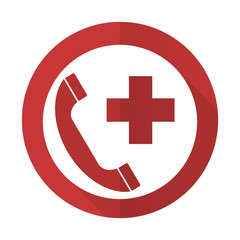 emergency call red flat icon