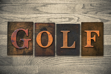 Naklejka premium Golf Wooden Letterpress Theme