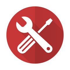 tools red flat icon service sign