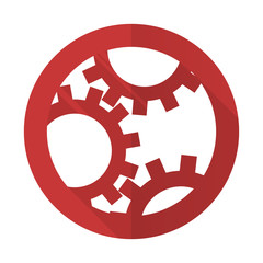 gear red flat icon settings sign