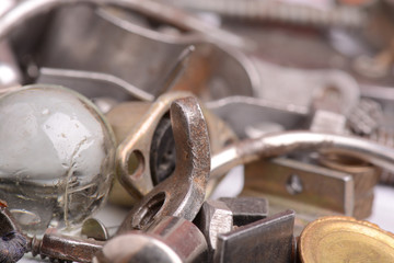 old screw and nail metal head collection